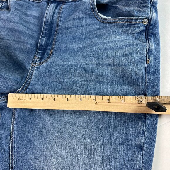 American Eagle Jean Women 37x30* High Rise Artist Flare Blue Faded Denim Tag 18R - Picture 14 of 16
